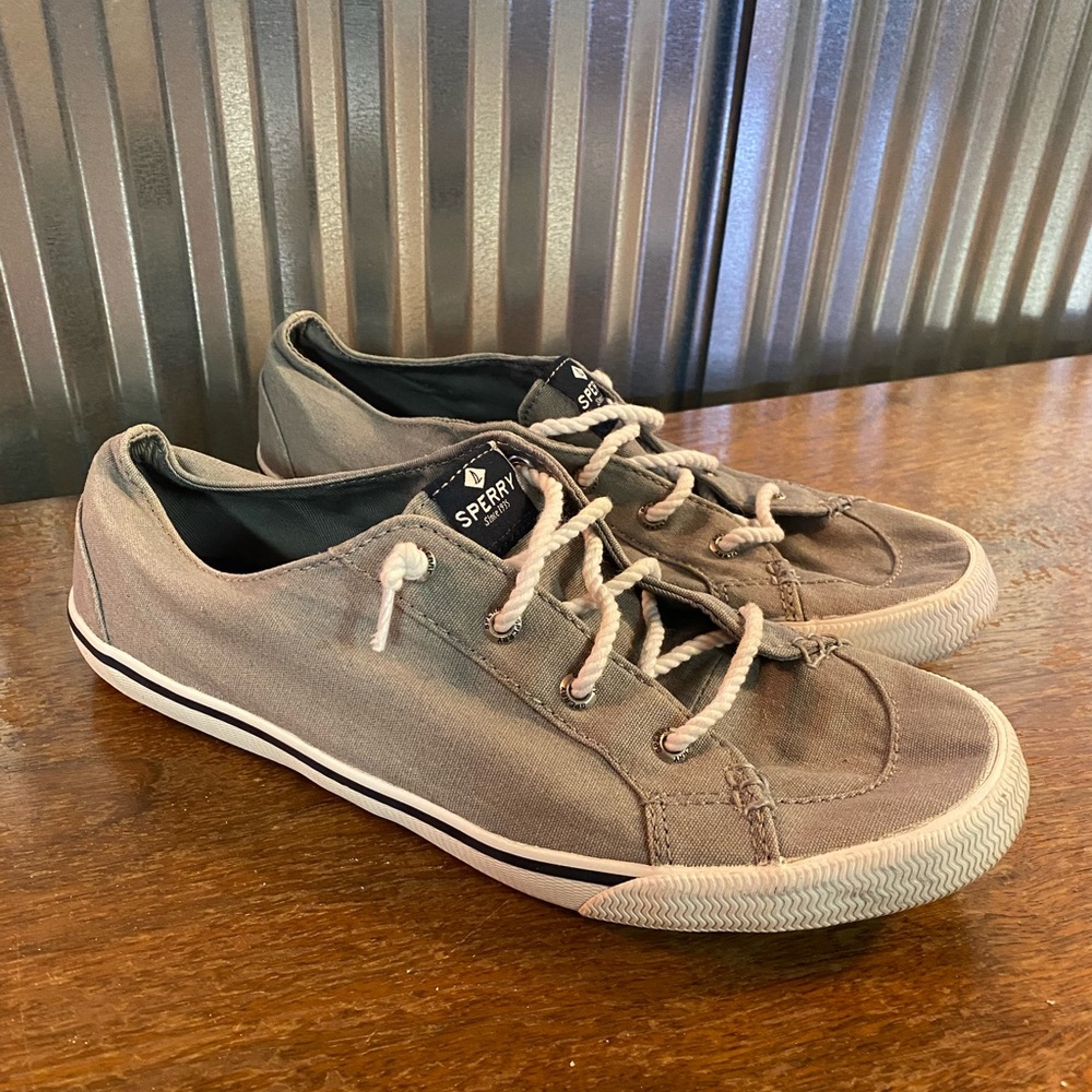 Grey Sperry slip on shoe